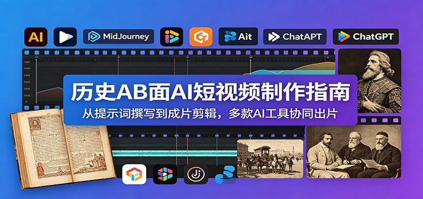 历史AB面AI短视频制作指南：从提示词撰写到成片剪辑，多款AI工具协同出片青祥项目库-闲云创业网-老谢轻创网-中创网-福缘网-冒泡网-资源之家-魔方项目库青祥项目库