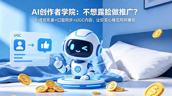 AI创作者学院：不想露脸做推广？AI虚拟形象+口型同步+UGC内容，让你安心睡觉照样赚钱青祥项目库-闲云创业网-老谢轻创网-中创网-福缘网-冒泡网-资源之家-魔方项目库青祥项目库