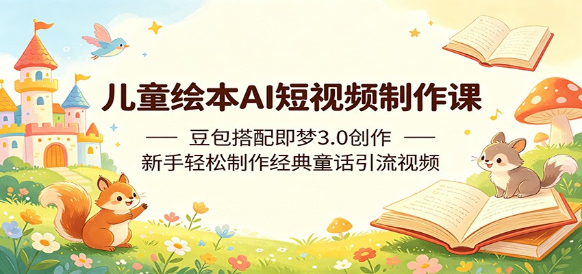 儿童绘本AI短视频制作课：豆包搭配即梦3.0创作，新手轻松制作经典童话引流视频青祥项目库-闲云创业网-老谢轻创网-中创网-福缘网-冒泡网-资源之家-魔方项目库青祥项目库