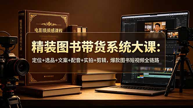 精装图书带货系统大课:定位+选品+文案+配音+实拍+剪辑,爆款图书短视频全链路青祥项目库-闲云创业网-老谢轻创网-中创网-福缘网-冒泡网-资源之家-魔方项目库青祥项目库