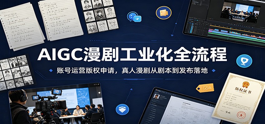 AIGC漫剧工业化全流程:账号运营版权申请,真人漫剧从剧本到发布落地青祥项目库-闲云创业网-老谢轻创网-中创网-福缘网-冒泡网-资源之家-魔方项目库青祥项目库