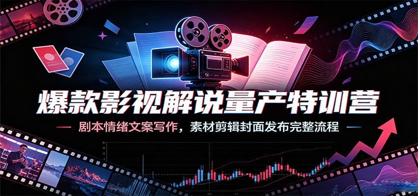 爆款影视解说量产特训营：剧本情绪文案写作，素材剪辑封面发布完整流程青祥项目库-闲云创业网-老谢轻创网-中创网-福缘网-冒泡网-资源之家-魔方项目库青祥项目库
