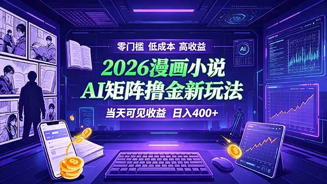 爆款小说漫画大阅读 ai矩阵操作 当天可见收益 日入400+ 零门槛 高收益青祥项目库-闲云创业网-老谢轻创网-中创网-福缘网-冒泡网-资源之家-魔方项目库青祥项目库
