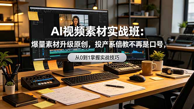 AI视频素材实战班：爆量素材升级原创，投产翻倍不再是口号，0-1系统教学实战落地青祥项目库-闲云创业网-老谢轻创网-中创网-福缘网-冒泡网-资源之家-魔方项目库青祥项目库