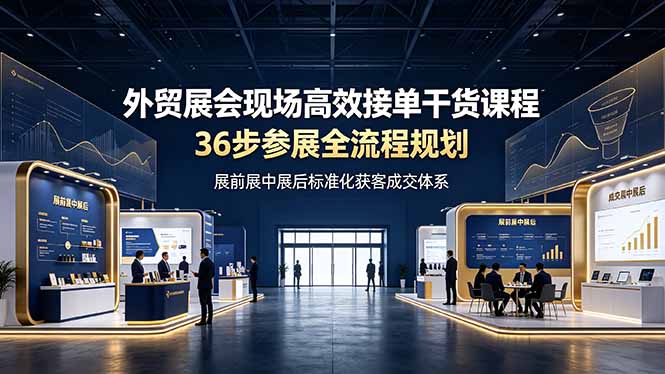外贸展会现场高效接单干货课程,36步参展全流程规划,展前展中展后标准化获客成交体系青祥项目库-闲云创业网-老谢轻创网-中创网-福缘网-冒泡网-资源之家-魔方项目库青祥项目库