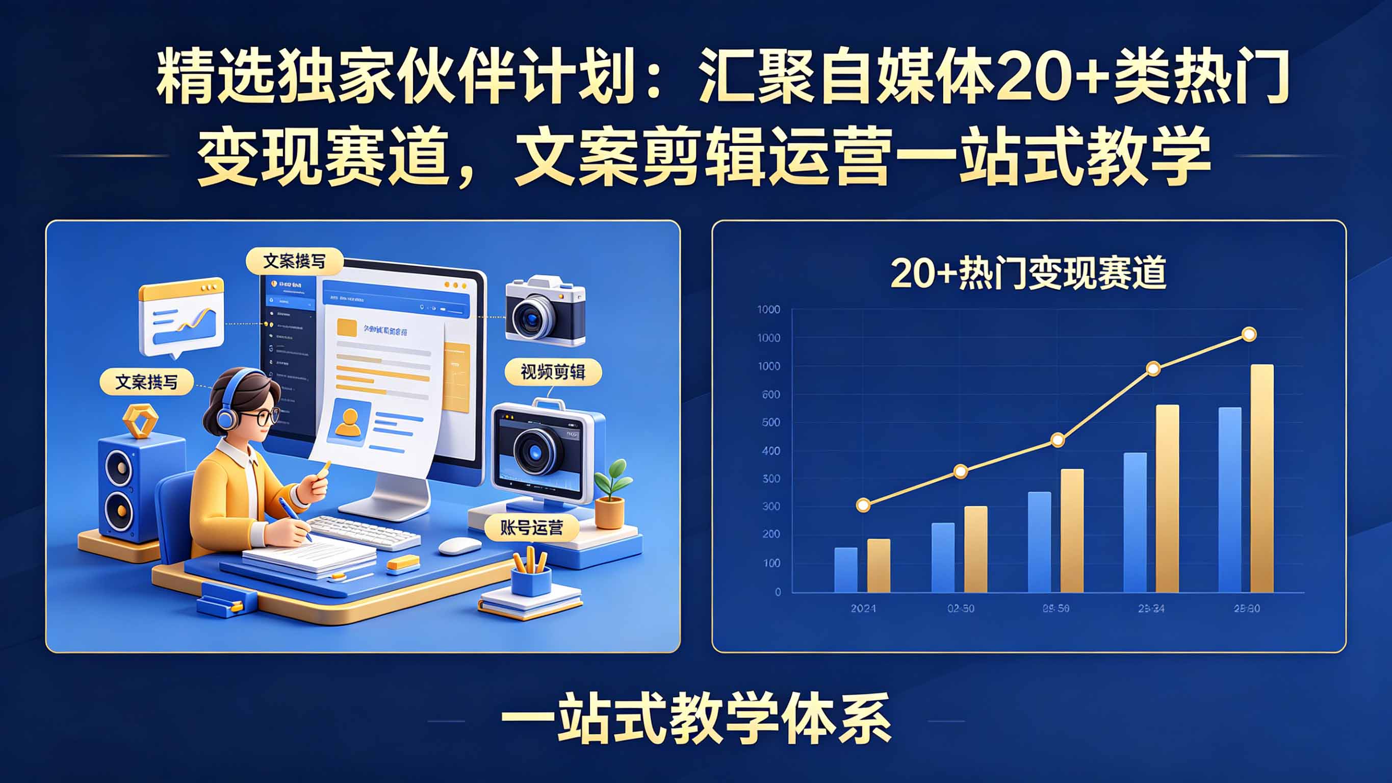 精选独家伙伴计划:汇聚自媒体20+类热门变现赛道,文案剪辑运营一站式教学青祥项目库-闲云创业网-老谢轻创网-中创网-福缘网-冒泡网-资源之家-魔方项目库青祥项目库