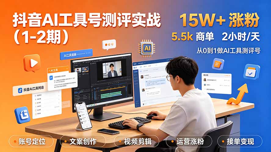 抖音AI工具号测评实战(1-2期青祥项目库-闲云创业网-老谢轻创网-中创网-福缘网-冒泡网-资源之家-魔方项目库青祥项目库