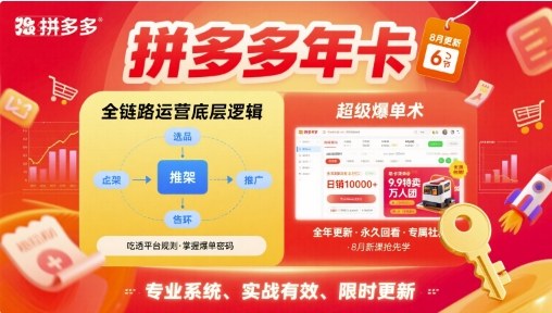 拼多多年卡，拼多多全链路运营底层逻辑，超级爆单术【更新26年6月】青祥项目库-闲云创业网-老谢轻创网-中创网-福缘网-冒泡网-资源之家-魔方项目库青祥项目库