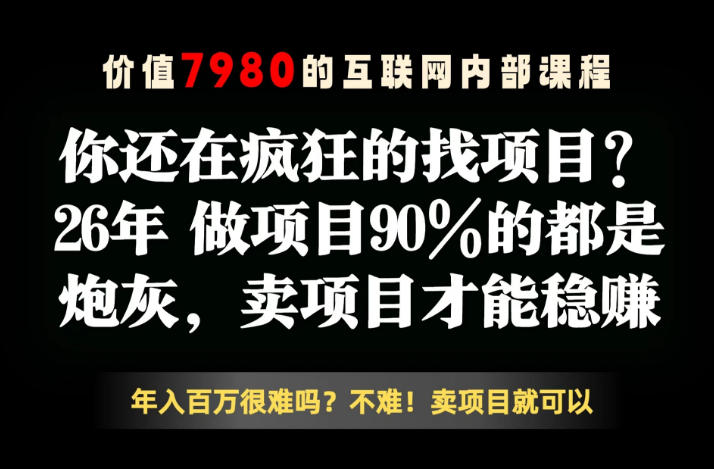 26年请不要疯狂的找项目了，卖项目远比你想象的暴利，你也可以月入10W+【揭秘】青祥项目库-闲云创业网-老谢轻创网-中创网-福缘网-冒泡网-资源之家-魔方项目库青祥项目库