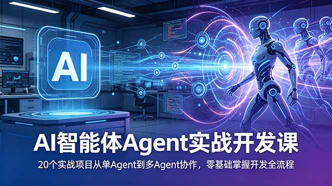 AI智能体Agent实战开发课：20个实战项目从单Agent到多Agent协作，零基础掌握开发全流程青祥项目库-闲云创业网-老谢轻创网-中创网-福缘网-冒泡网-资源之家-魔方项目库青祥项目库