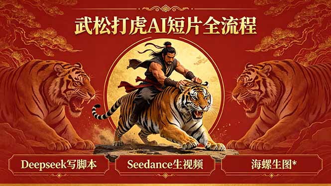 武松打虎AI短片全流程：Deepseek写脚本+Seedance生视频+海螺生图青祥项目库-闲云创业网-老谢轻创网-中创网-福缘网-冒泡网-资源之家-魔方项目库青祥项目库