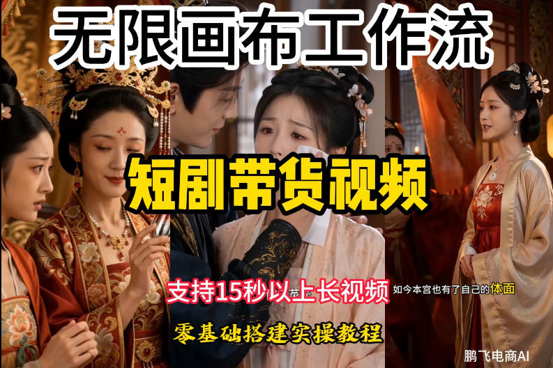 无限画布工作流制作短剧带货视频支持制作15秒以上视频，实操搭建教学，看完教程小白也能轻松搭建青祥项目库-闲云创业网-老谢轻创网-中创网-福缘网-冒泡网-资源之家-魔方项目库青祥项目库