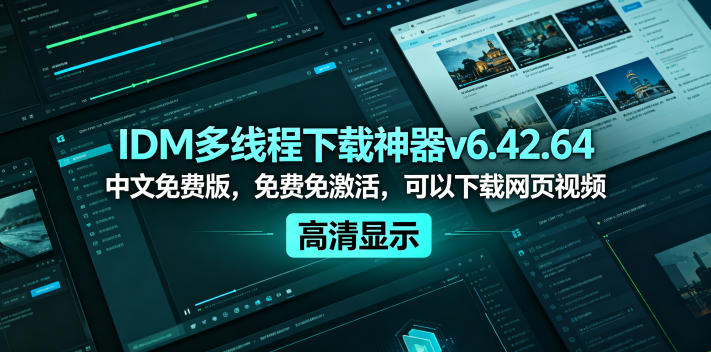 IDM多线程下载神器v6.42.64中文免费版，免费免激活，可以下载网页视频(例如飞书文档内的视频)青祥项目库-闲云创业网-老谢轻创网-中创网-福缘网-冒泡网-资源之家-魔方项目库青祥项目库