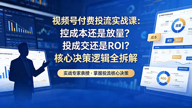 视频号付费投流实战课-5月:控成本还是放量?投成交还是ROI?核心决策逻辑全拆解青祥项目库-闲云创业网-老谢轻创网-中创网-福缘网-冒泡网-资源之家-魔方项目库青祥项目库