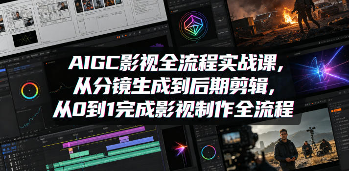 AIGC影视全流程实战课，从分镜生成到后期剪辑，从0到1完成影视制作全流程青祥项目库-闲云创业网-老谢轻创网-中创网-福缘网-冒泡网-资源之家-魔方项目库青祥项目库