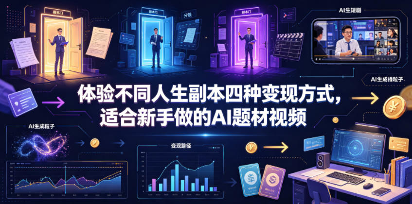 体验不同人生副本四种变现方式，适合新手做的AI题材视频青祥项目库-闲云创业网-老谢轻创网-中创网-福缘网-冒泡网-资源之家-魔方项目库青祥项目库