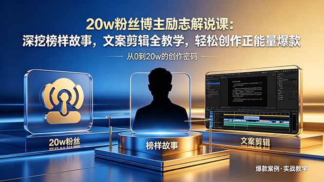 20w粉丝博主励志解说课：深挖榜样故事，文案剪辑全教学，轻松创作正能量爆款青祥项目库-闲云创业网-老谢轻创网-中创网-福缘网-冒泡网-资源之家-魔方项目库青祥项目库