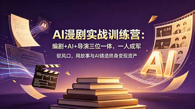 AI漫剧实战训练营：编剧+AI+导演三位一体，一人成军 驭风口，用故事与AI铸造终身变现资产青祥项目库-闲云创业网-老谢轻创网-中创网-福缘网-冒泡网-资源之家-魔方项目库青祥项目库
