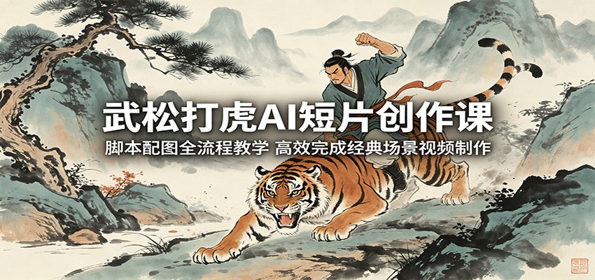 武松打虎AI短片创作课：脚本配图全流程教学，高效完成经典场景视频制作青祥项目库-闲云创业网-老谢轻创网-中创网-福缘网-冒泡网-资源之家-魔方项目库青祥项目库