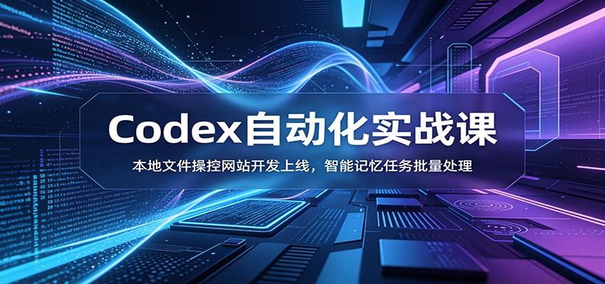 Codex自动化实战课：本地文件操控网站开发上线，智能记忆任务批量处理青祥项目库-闲云创业网-老谢轻创网-中创网-福缘网-冒泡网-资源之家-魔方项目库青祥项目库