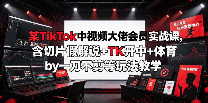 某TikTok中视频大佬会员实战课，含切片假解说+TK开中+体育by一刀不剪等玩法教学青祥项目库-闲云创业网-老谢轻创网-中创网-福缘网-冒泡网-资源之家-魔方项目库青祥项目库