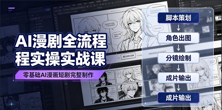 AI漫剧全流程实操实战课｜零基础AI漫画短剧完整制作、脚本出图成片全链路落地教程青祥项目库-闲云创业网-老谢轻创网-中创网-福缘网-冒泡网-资源之家-魔方项目库青祥项目库