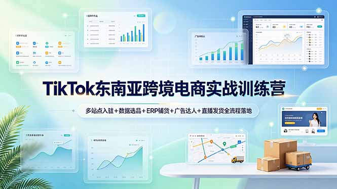 TikTok东南亚跨境电商实战训练营:多站点入驻+数据选品+ERP铺货+广告达人+直播发货全流程落地青祥项目库-闲云创业网-老谢轻创网-中创网-福缘网-冒泡网-资源之家-魔方项目库青祥项目库