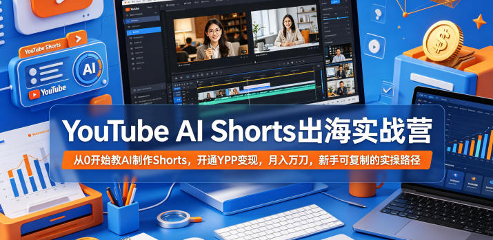 YouTube AI Shorts出海实战营，从0开始教AI制作Shorts，开通YPP变现，月入万刀，新手可复制的实操路径青祥项目库-闲云创业网-老谢轻创网-中创网-福缘网-冒泡网-资源之家-魔方项目库青祥项目库