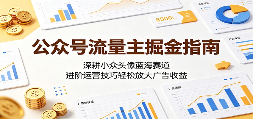 公众号流量主掘金指南：深耕小众头像蓝海赛道，进阶运营技巧轻松放大广告收益青祥项目库-闲云创业网-老谢轻创网-中创网-福缘网-冒泡网-资源之家-魔方项目库青祥项目库