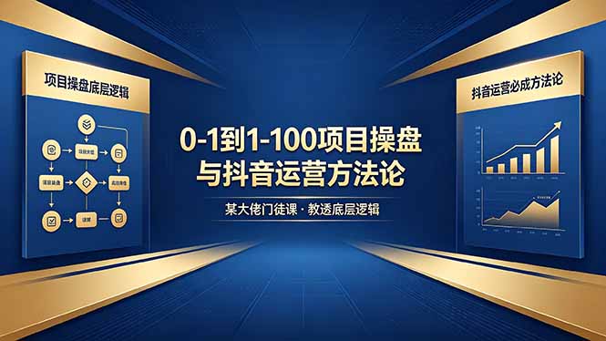 0-1到1-100怎么建？某大佬门徒课教透项目操盘底层逻辑+抖音运营必成方法论青祥项目库-闲云创业网-老谢轻创网-中创网-福缘网-冒泡网-资源之家-魔方项目库青祥项目库