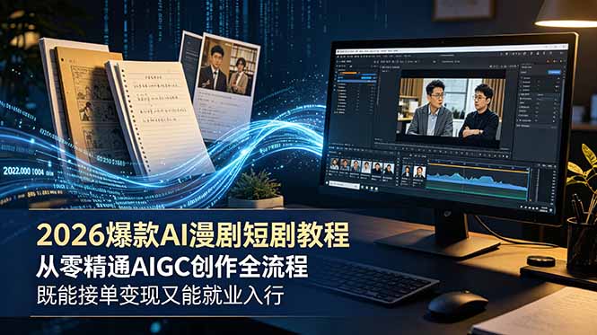 2026 爆款 AI 漫剧短剧教程 从零精通 AIGC 创作全流程 既能接单变现又能就业入行青祥项目库-闲云创业网-老谢轻创网-中创网-福缘网-冒泡网-资源之家-魔方项目库青祥项目库
