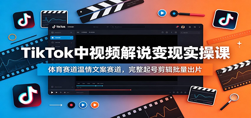 TikTok中视频解说变现实操课：体育赛道温情文案赛道，完整起号剪辑批量出片青祥项目库-闲云创业网-老谢轻创网-中创网-福缘网-冒泡网-资源之家-魔方项目库青祥项目库