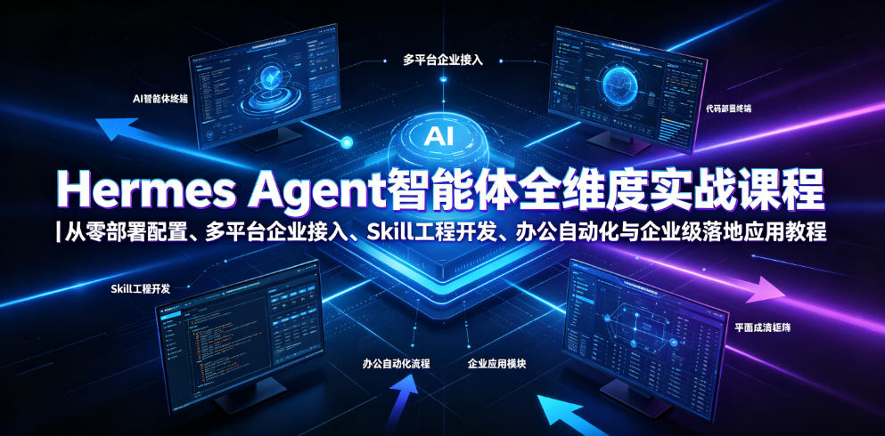 Hermes Agent智能体全维度实战课程｜从零部署配置、多平台企业接入、Skill工程开发、办公自动化与企业级落地应用教程青祥项目库-闲云创业网-老谢轻创网-中创网-福缘网-冒泡网-资源之家-魔方项目库青祥项目库