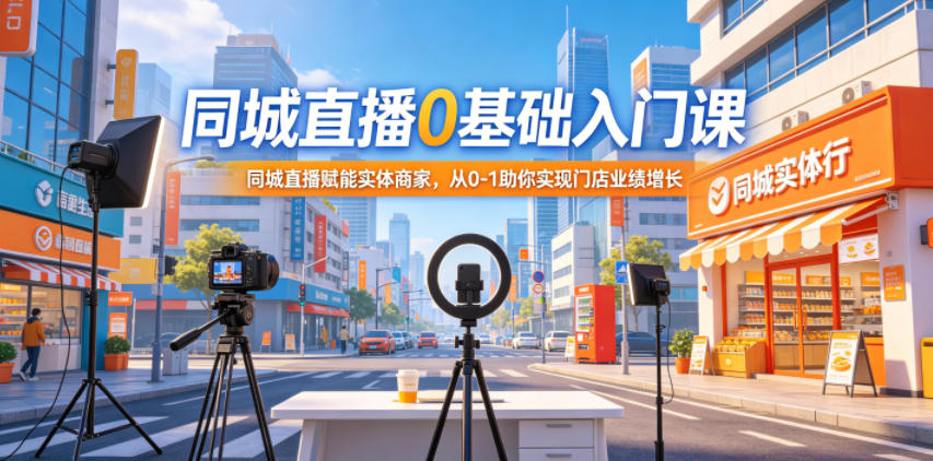 同城直播0基础入门课，同城直播赋能实体商家，从0-1助你实现门店业绩增长青祥项目库-闲云创业网-老谢轻创网-中创网-福缘网-冒泡网-资源之家-魔方项目库青祥项目库