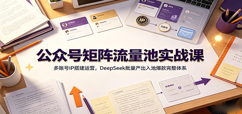 公众号矩阵流量池实战课：多账号IP搭建运营，DeepSeek批量产出入池爆款完整体系青祥项目库-闲云创业网-老谢轻创网-中创网-福缘网-冒泡网-资源之家-魔方项目库青祥项目库