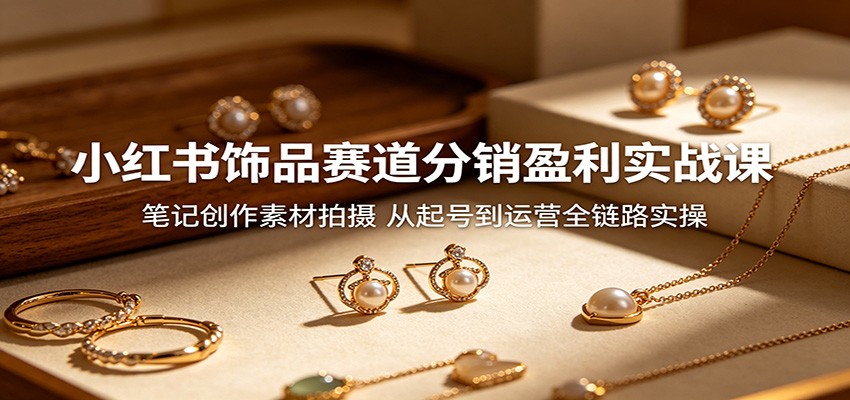 小红书饰品赛道分销盈利实战课：笔记创作素材拍摄，从起号到运营全链路实操青祥项目库-闲云创业网-老谢轻创网-中创网-福缘网-冒泡网-资源之家-魔方项目库青祥项目库