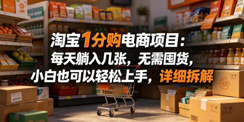 淘宝1分购电商项目:每天躺入几张,无需囤货,小白也可以轻松上手,详细拆解青祥项目库-闲云创业网-老谢轻创网-中创网-福缘网-冒泡网-资源之家-魔方项目库青祥项目库