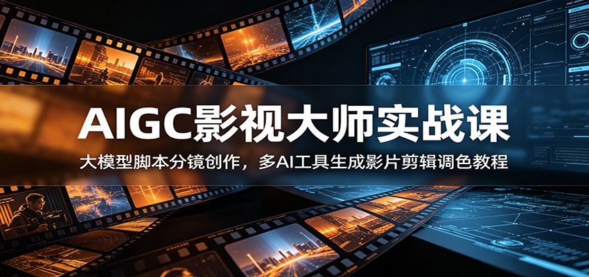 AIGC影视大师实战课：大模型脚本分镜创作，多AI工具生成影片剪辑调色教程青祥项目库-闲云创业网-老谢轻创网-中创网-福缘网-冒泡网-资源之家-魔方项目库青祥项目库