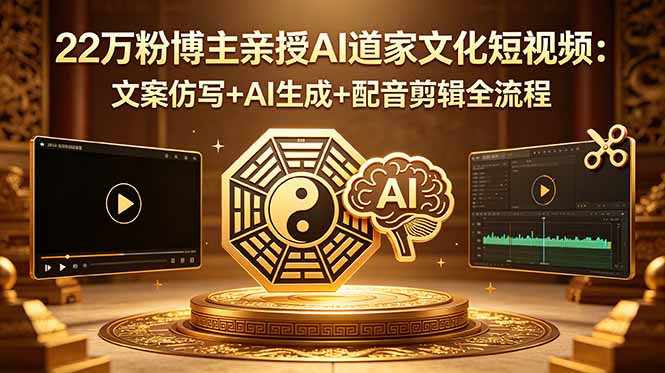 22万粉博主亲授AI道家文化短视频：文案仿写+AI生成+配音剪辑全流程青祥项目库-闲云创业网-老谢轻创网-中创网-福缘网-冒泡网-资源之家-魔方项目库青祥项目库