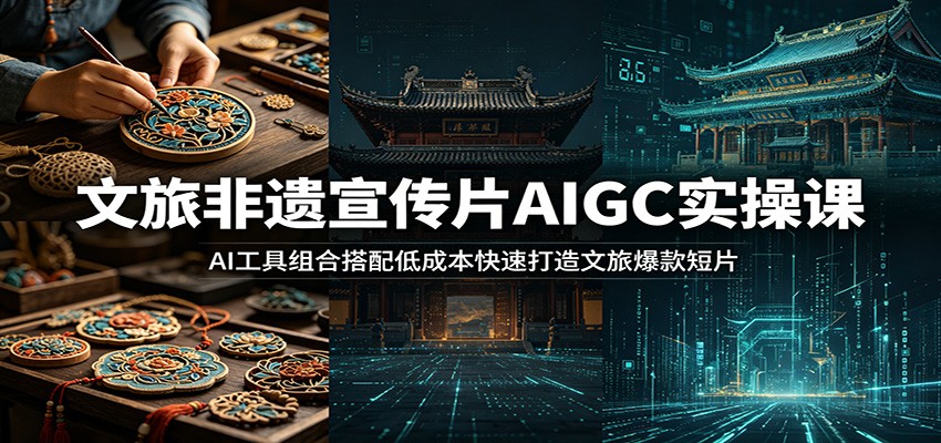 文旅非遗宣传片AIGC实操课：AI工具组合搭配低成本快速打造文旅爆款短片青祥项目库-闲云创业网-老谢轻创网-中创网-福缘网-冒泡网-资源之家-魔方项目库青祥项目库