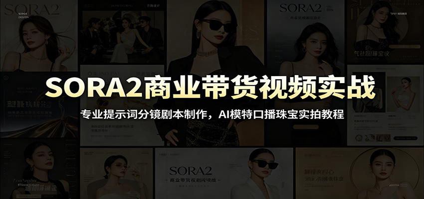 SORA2商业带货视频实战:专业提示词分镜剧本制作,AI模特口播珠宝实拍教程青祥项目库-闲云创业网-老谢轻创网-中创网-福缘网-冒泡网-资源之家-魔方项目库青祥项目库