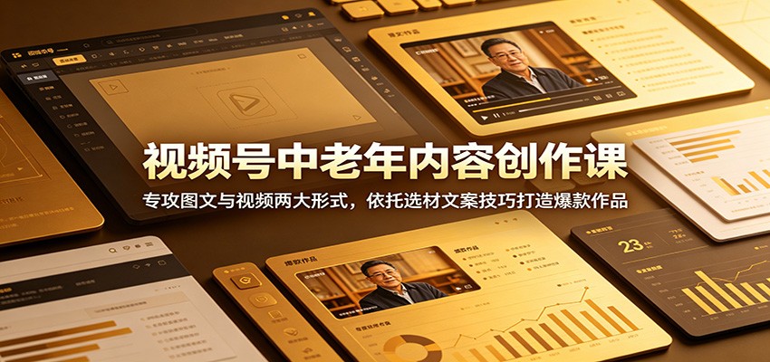 视频号中老年内容创作课：专攻图文与视频两大形式，依托选材文案技巧打造爆款作品青祥项目库-闲云创业网-老谢轻创网-中创网-福缘网-冒泡网-资源之家-魔方项目库青祥项目库