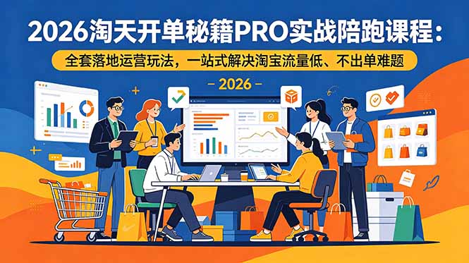 2026淘天开单秘籍PRO实战陪跑课程-更新：全套落地运营玩法，一站式解决淘宝流量低、不出单难题青祥项目库-闲云创业网-老谢轻创网-中创网-福缘网-冒泡网-资源之家-魔方项目库青祥项目库