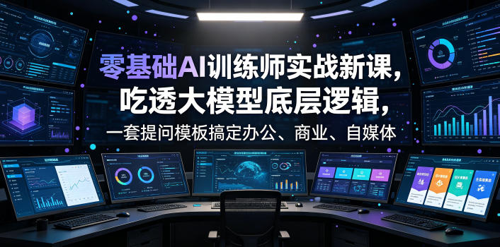 零基础AI训练师实战课，吃透大模型底层逻辑，一套提问模板搞定办公、商业、自媒体、设计、生活全场景AI落地应用青祥项目库-闲云创业网-老谢轻创网-中创网-福缘网-冒泡网-资源之家-魔方项目库青祥项目库