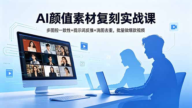 AI颜值素材复刻实战课，多图控一致性+提示词反推+洗图去重，批量做爆款视频青祥项目库-闲云创业网-老谢轻创网-中创网-福缘网-冒泡网-资源之家-魔方项目库青祥项目库
