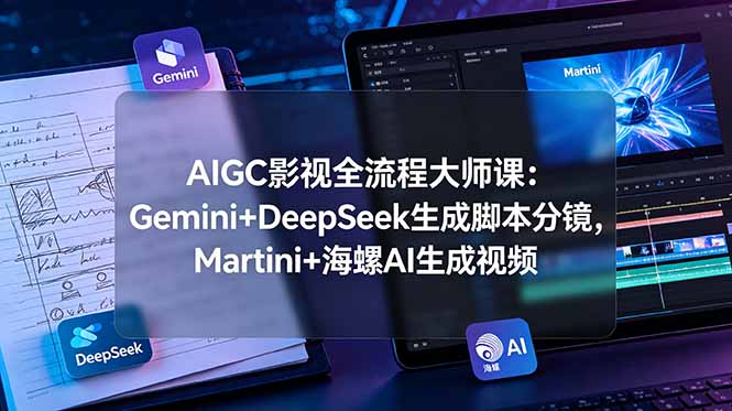 AIGC影视全流程大师课：Gemini+DeepSeek生成脚本分镜，Martini+海螺AI生成视频青祥项目库-闲云创业网-老谢轻创网-中创网-福缘网-冒泡网-资源之家-魔方项目库青祥项目库