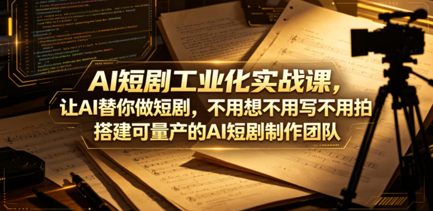 AI短剧工业化实战课，让AI替你做短剧，不用想不用写不用拍，搭建可量产的AI短剧制作团队青祥项目库-闲云创业网-老谢轻创网-中创网-福缘网-冒泡网-资源之家-魔方项目库青祥项目库