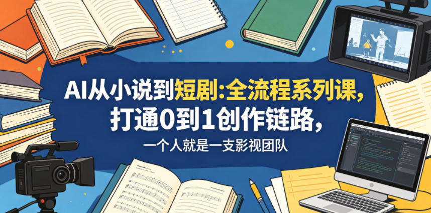 AI从小说到短剧全流程系列课，打通0到1创作链路，一个人就是一支影视团队青祥项目库-闲云创业网-老谢轻创网-中创网-福缘网-冒泡网-资源之家-魔方项目库青祥项目库