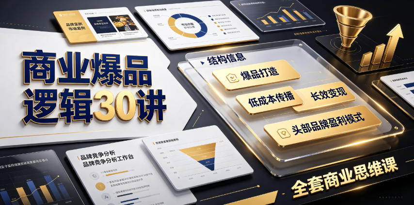 商业爆品逻辑30讲｜拆解各行各业头部品牌盈利模式，吃透爆品打造、低成本传播、长效变现全套商业思维课青祥项目库-闲云创业网-老谢轻创网-中创网-福缘网-冒泡网-资源之家-魔方项目库青祥项目库