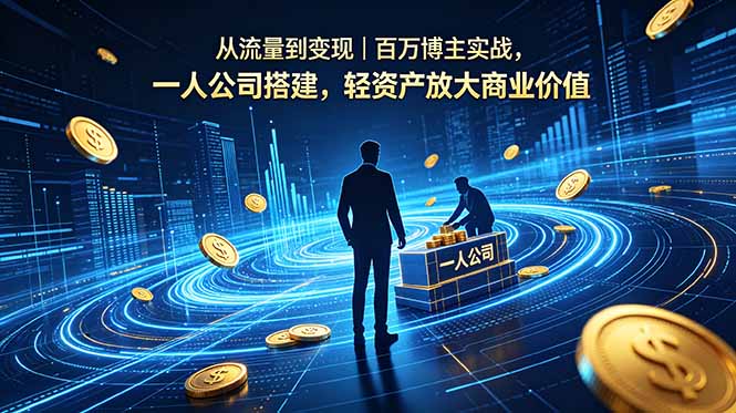 从流量到变现｜百万博主实战，一人公司搭建，轻资产放大商业价值青祥项目库-闲云创业网-老谢轻创网-中创网-福缘网-冒泡网-资源之家-魔方项目库青祥项目库